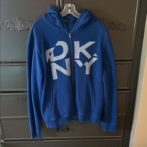 DKNY Royal Blue Zip Hoodie with Bold Logo